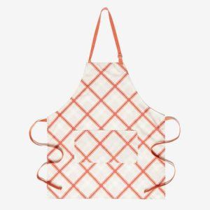 Apron Sewing Down South Cooking Apron "Perfectly Plaid"  White and coral.